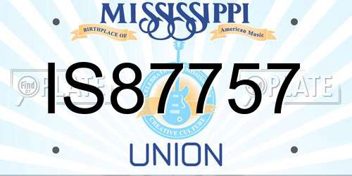IS87757 Mississippi License Plate