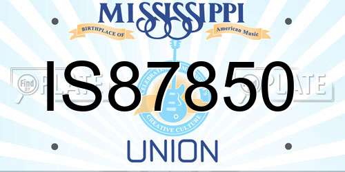IS87850 Mississippi License Plate
