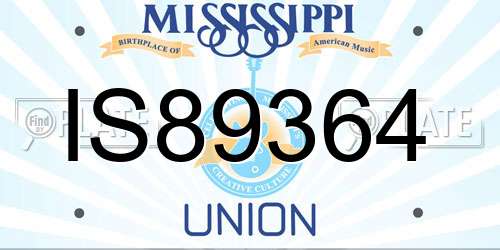 IS89364 Mississippi License Plate