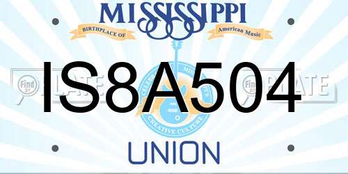 IS8A504 Mississippi License Plate