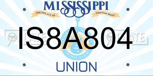 IS8A804 Mississippi License Plate