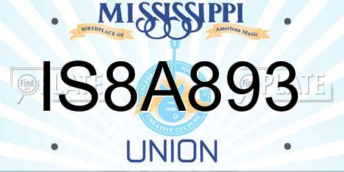 IS8A893 Mississippi License Plate