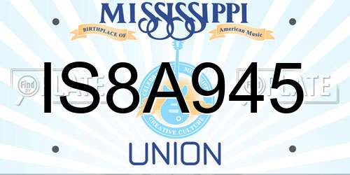 IS8A945 Mississippi License Plate
