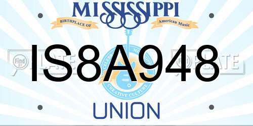 IS8A948 Mississippi License Plate