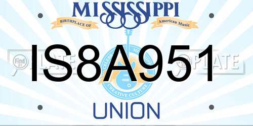 IS8A951 Mississippi License Plate