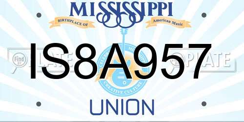 IS8A957 Mississippi License Plate