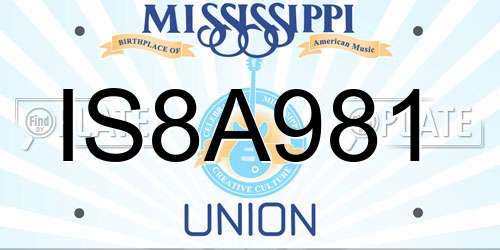 IS8A981 Mississippi License Plate