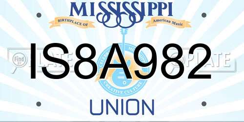 IS8A982 Mississippi License Plate