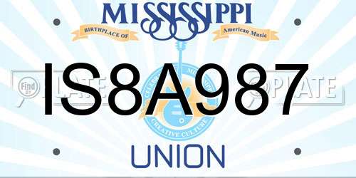 IS8A987 Mississippi License Plate