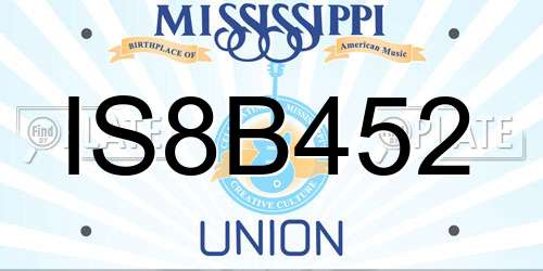 IS8B452 Mississippi License Plate