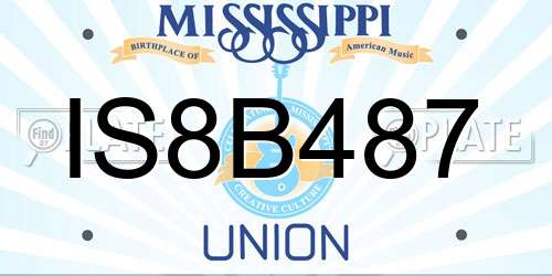 IS8B487 Mississippi License Plate