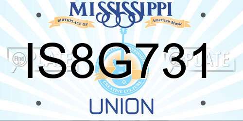 IS8G731 Mississippi License Plate