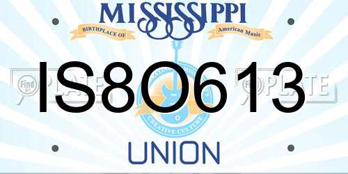 IS8O613 Mississippi License Plate