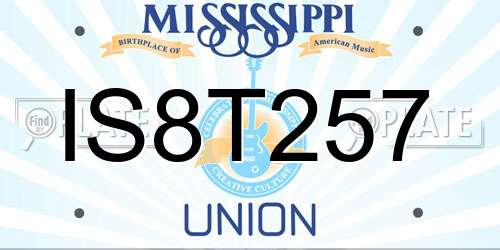 IS8T257 Mississippi License Plate