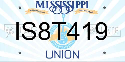 IS8T419 Mississippi License Plate