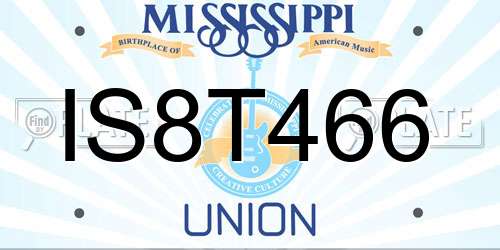 IS8T466 Mississippi License Plate