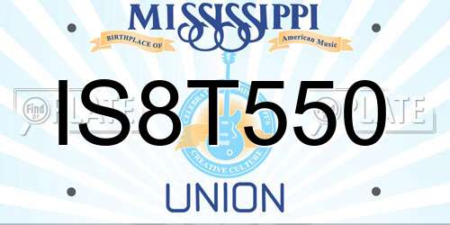 IS8T550 Mississippi License Plate