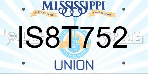 IS8T752 Mississippi License Plate