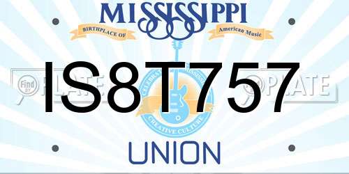 IS8T757 Mississippi License Plate