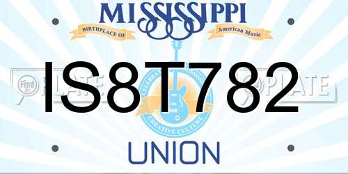 IS8T782 Mississippi License Plate