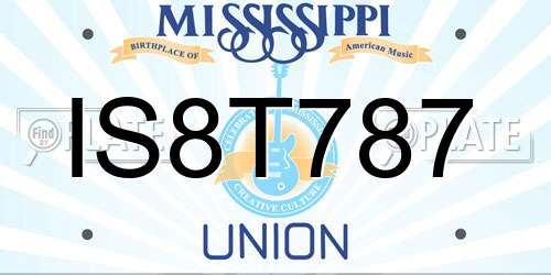 IS8T787 Mississippi License Plate