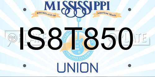 IS8T850 Mississippi License Plate