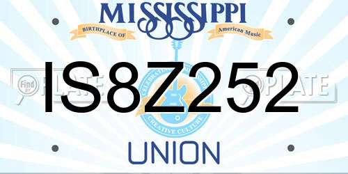 IS8Z252 Mississippi License Plate