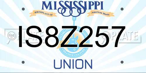IS8Z257 Mississippi License Plate
