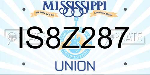 IS8Z287 Mississippi License Plate
