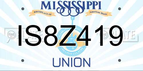 IS8Z419 Mississippi License Plate
