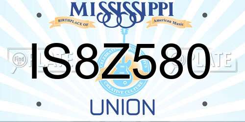 IS8Z580 Mississippi License Plate