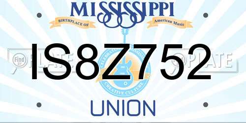 IS8Z752 Mississippi License Plate