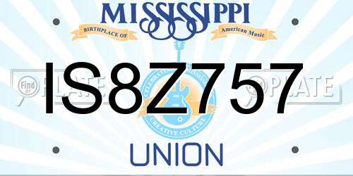 IS8Z757 Mississippi License Plate