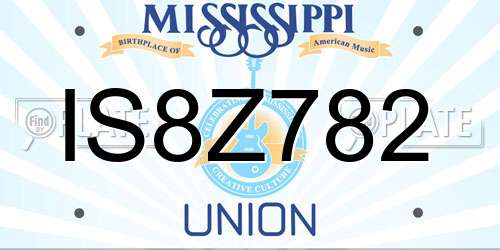 IS8Z782 Mississippi License Plate