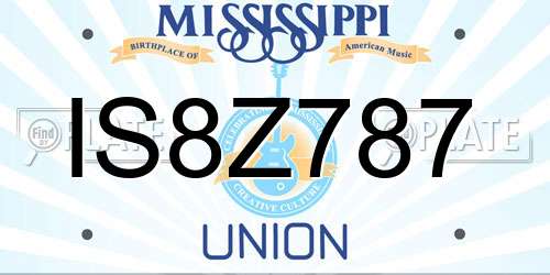 IS8Z787 Mississippi License Plate
