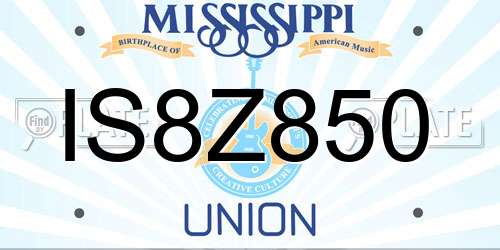 IS8Z850 Mississippi License Plate