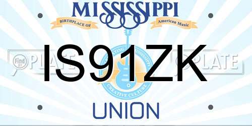 IS91ZK Mississippi License Plate