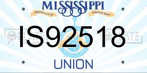 IS92518 Mississippi License Plate