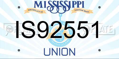 IS92551 Mississippi License Plate