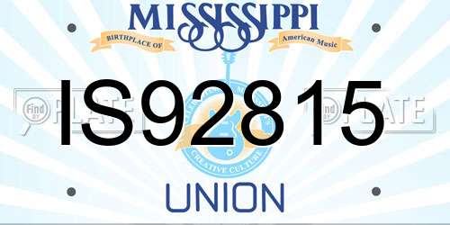 IS92815 Mississippi License Plate