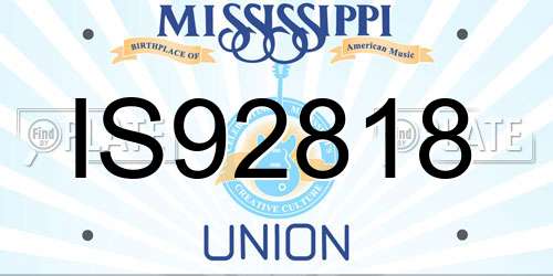 IS92818 Mississippi License Plate