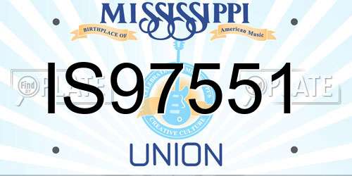 IS97551 Mississippi License Plate