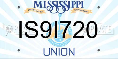 IS9I720 Mississippi License Plate
