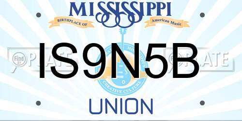IS9N5B Mississippi License Plate