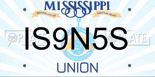 IS9N5S Mississippi License Plate
