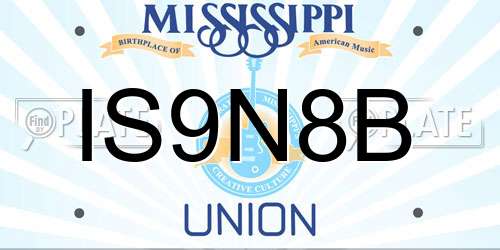 IS9N8B Mississippi License Plate