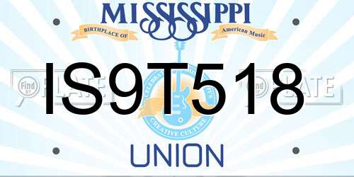 IS9T518 Mississippi License Plate