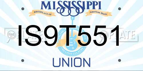 IS9T551 Mississippi License Plate