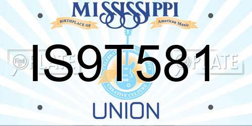 IS9T581 Mississippi License Plate