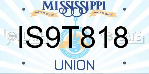 IS9T818 Mississippi License Plate